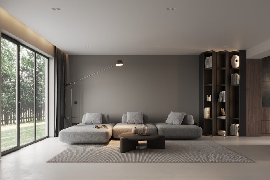 Bright and modern luxury living room in a short-term rental, representing a high-return investment property.