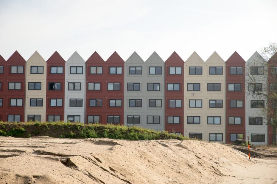 Distinct and modern house stands out in a row of uniform homes, symbolizing a real estate brand with a unique reputation.